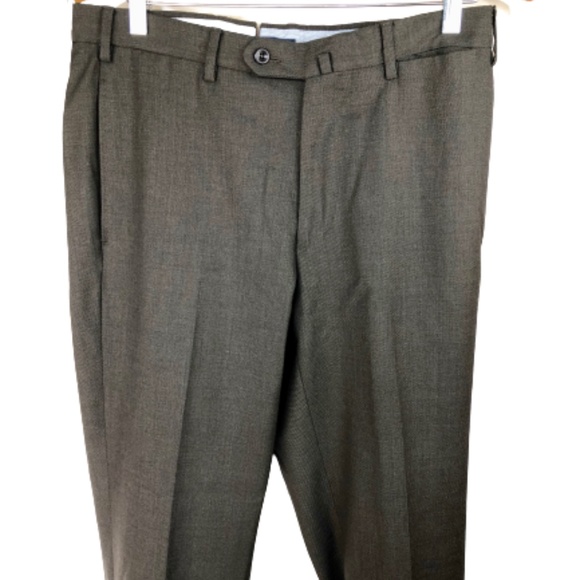 【PT01】 GREY Super100'S WOOL SLACKS PANT PT01 Super 100s Dark Gray Straight Flat Front Wool Dress
